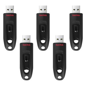 SanDisk 128GB 5-Pack Ultra USB 3.0 Flash Drive (5x128GB) - SDCZ48-128G-B5CT, Black