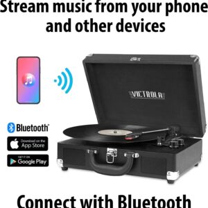 Victrola Vintage 3-Speed Bluetooth Portable Suitcase Record Player with Built-in Speakers | Upgraded Turntable Audio Sound|Smoky Blue, Model Number: VSC-550BT-SMB