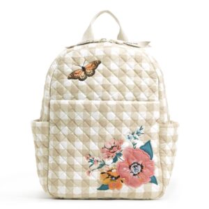 vera bradley women's cotton small backpack, peach blossom picnic - recycled cotton, one size