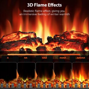 Kismile Electric Fireplace Stove,1500W Infrared Fireplace Heater with 3D Realistic Flame,Overheating Protection,22inch Portable Freestanding Electric Fireplace for Indoor Use