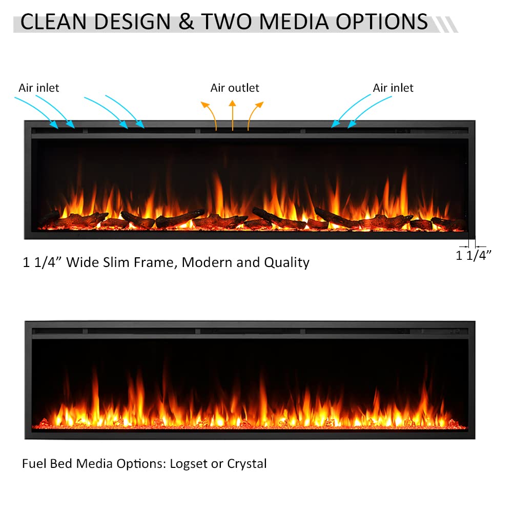 LegendFlame Austin in Wall Recessed & Wall Mounted Electric Fireplace (72")