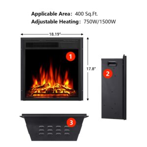 Havato Electric Fireplace Heater Wooden Surround Firebox?Remote Control, Adjustable LED Flame, 750W/1500W Free Standing Fireplace?White?