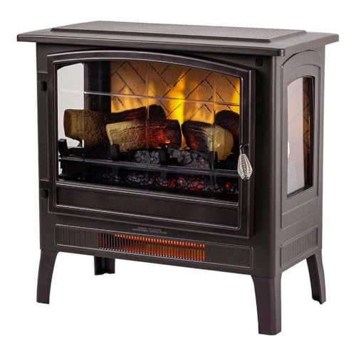 Country Living Infrared Freestanding Electric Fireplace Stove Heater in Bronze | Provides Supplemental Zone Heat with Remote, Multiple Flame Colors, Metal Design with Faux Wooden Logs