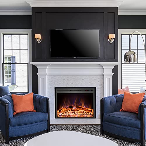 Kentsky Electric Fireplace, 33" Electric Fireplace Inserts, Recessed Fireplace Heater with Remote Control, Adjustable Flame Colors, Timer&Overheating Protection, 750/1500W