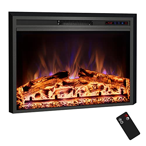 Kentsky Electric Fireplace, 33" Electric Fireplace Inserts, Recessed Fireplace Heater with Remote Control, Adjustable Flame Colors, Timer&Overheating Protection, 750/1500W