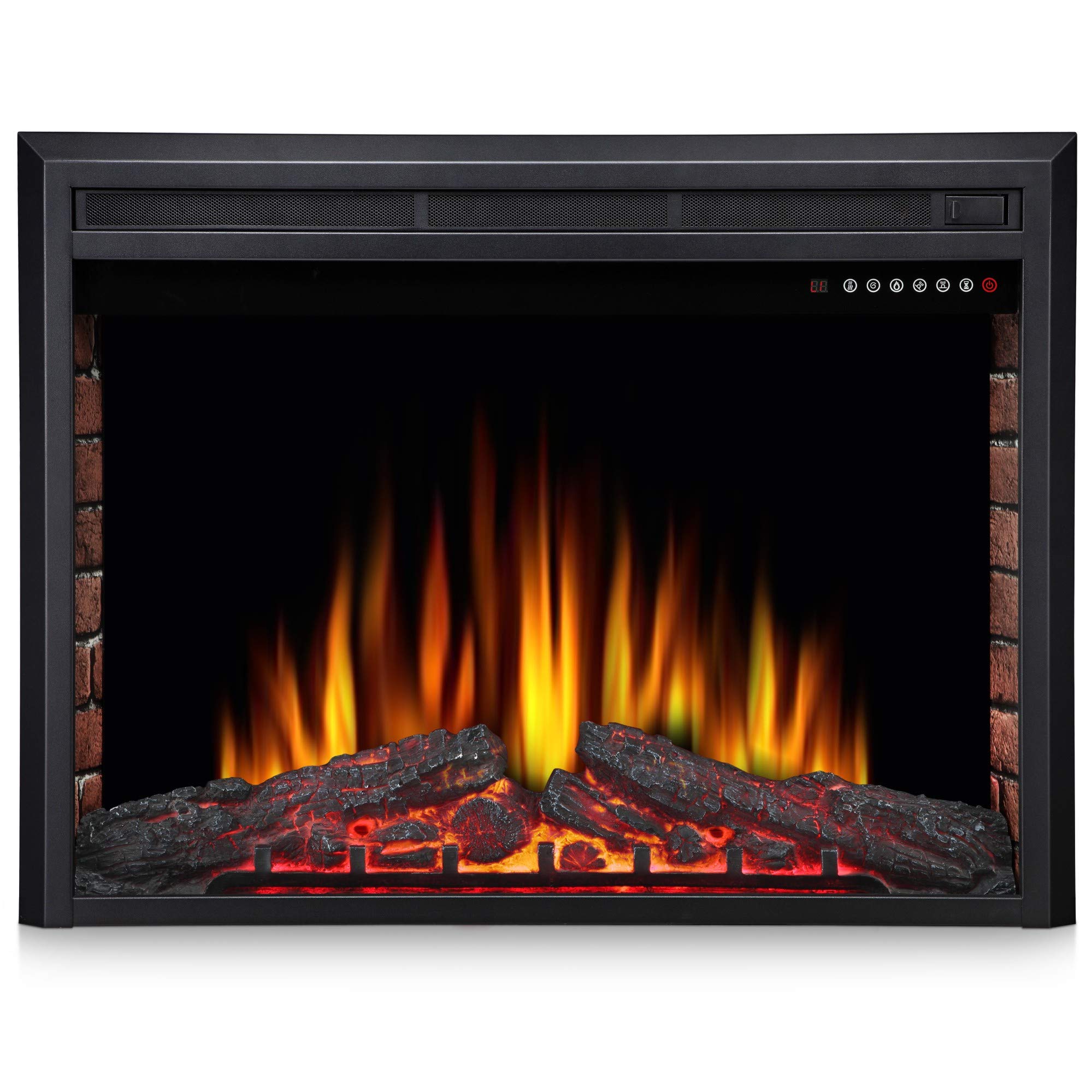 Joy Pebble 39 Inch Electric Fireplace Insert,750W/1500W Recessed Electric Fireplace Heater,Adjustable 5 Flame Color & 5 Burning logs Color,Electric Fireplace with Remote Control&Overheat Protection