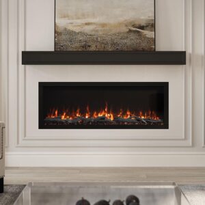 Modern Ember Highmark 50 Inch Smart Linear Electric Fireplace - Premium Flame with 10 Colors, Sleek Hidden Vent Design, Install Recessed in-Wall or Wall-Mount, WiFi and Voice-Enabled