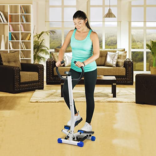 Wagan HealthMate Pivot Stepper Walkout Fitness Step Machine Trainer Exercise Stair Stepper Machine with Handlebar and Digital Display