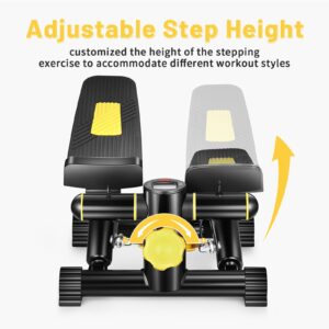 Steppers for Exercise at Home, Mini Stair Stepper with Resistance Bands, Portable Stair Climber Fitness Exercise Equipment for Home Workout, More Than 300lbs Weight Capacity