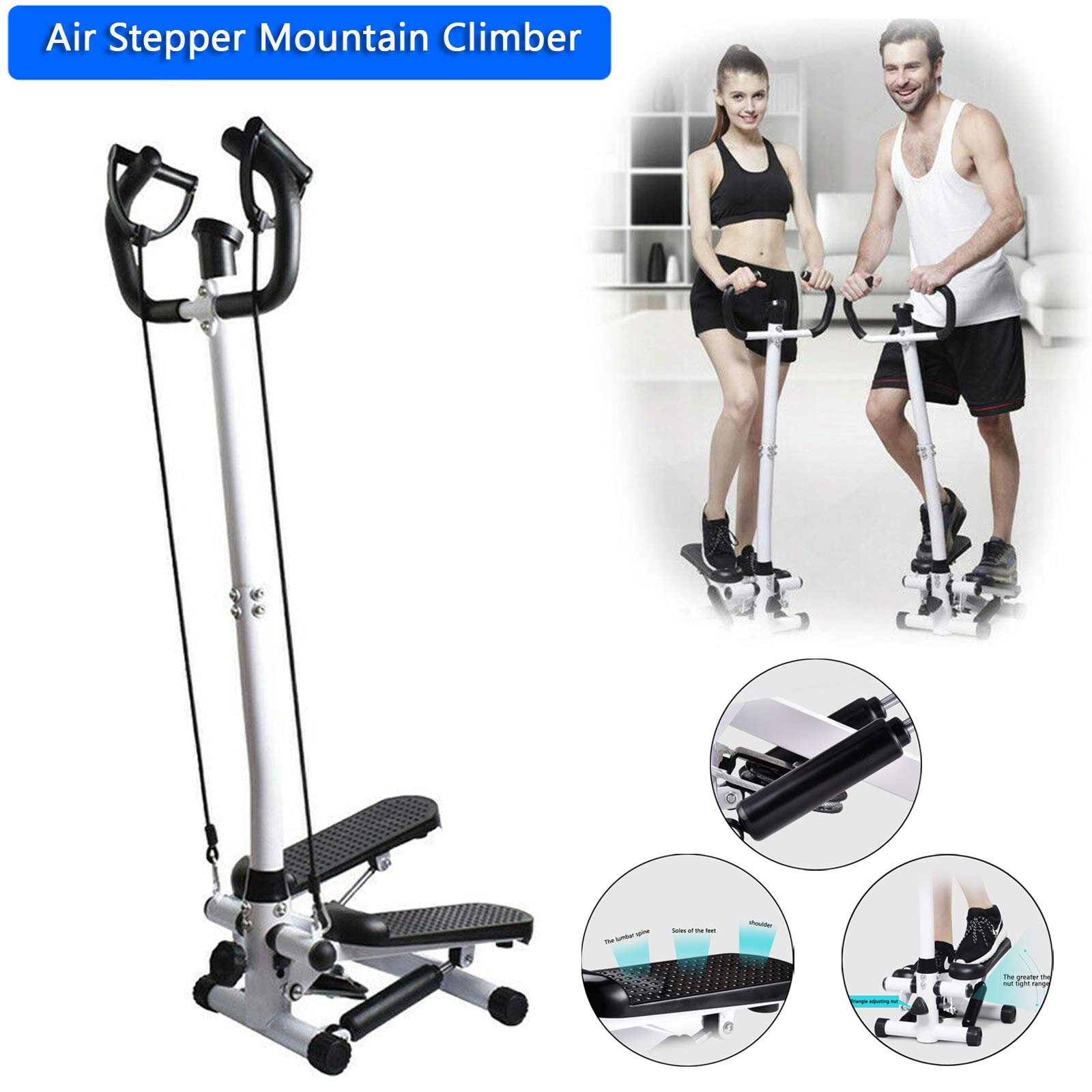 MAD HORNETS Step Fitness Machines Stair Stepper Machine with Handlebar Stair Stepper Fitness Workout Exercise Machine Cardio Equipment with Handle Bar and Digital Display and Resistance Bands