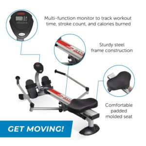 Stamina BodyTrac Glider 1050 Hydraulic Rowing Machine with Smart Workout App - Rower Workout Machine with Cylinder Resistance - Up to 250 lbs Weight Capacity