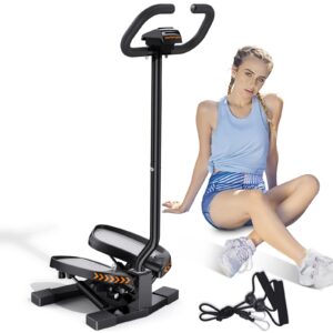 sportsroyals stair stepper for exercises-twist stepper with handlebar and resistance bands for 330lbs weight capacity