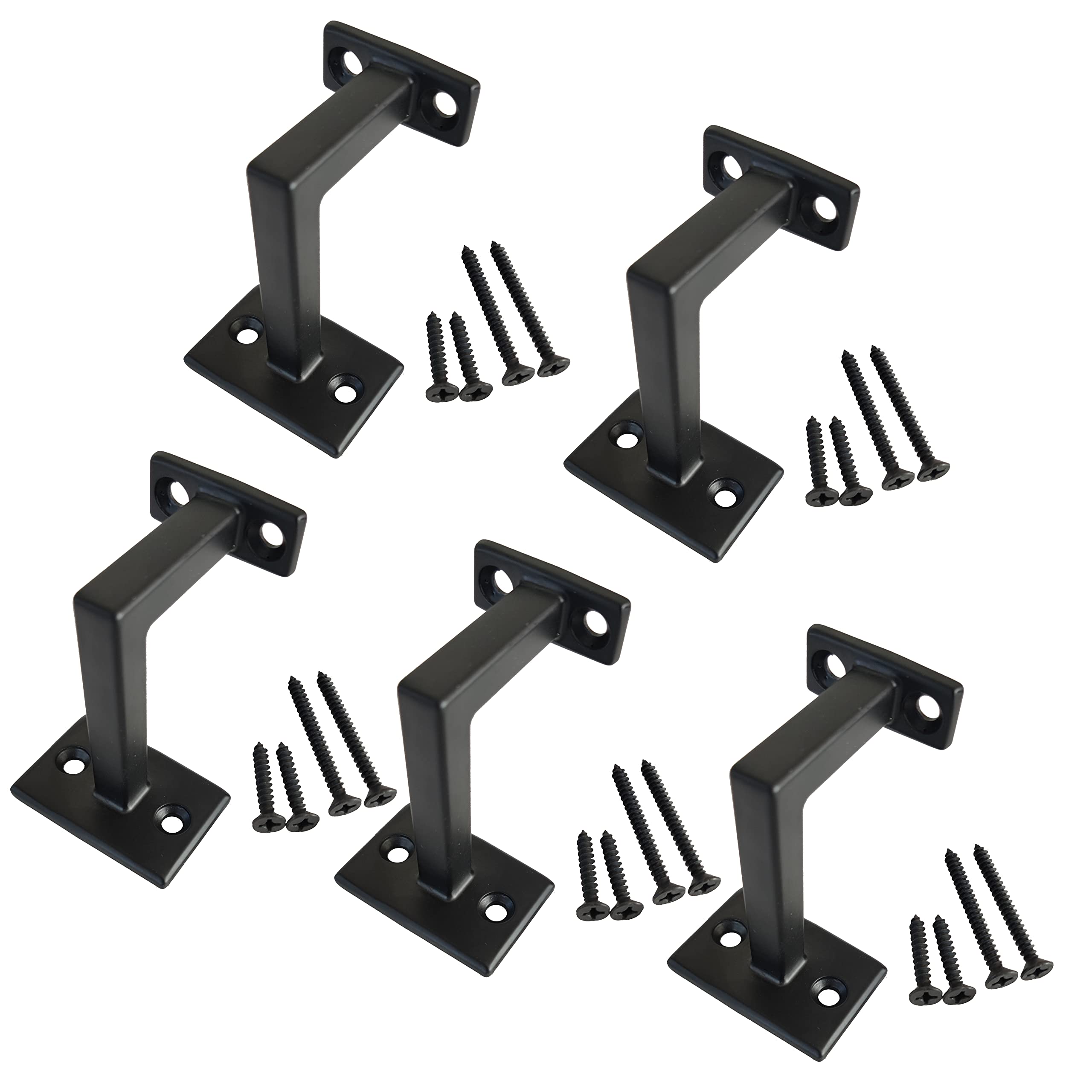 Langdoly Heavy Duty 𝐙𝐈𝐍𝐂 𝐀𝐋𝐋𝐎𝐘 Handrail Brackets 𝐍𝐎 𝐖𝐄𝐋𝐃𝐈𝐍𝐆, 𝐀𝐍𝐓𝐈-𝐑𝐔𝐒𝐓, INTEGRATED DIE-𝐂𝐀𝐒𝐓𝐈𝐍𝐆 Brackets for Indoor Staircase (Pack of 5)