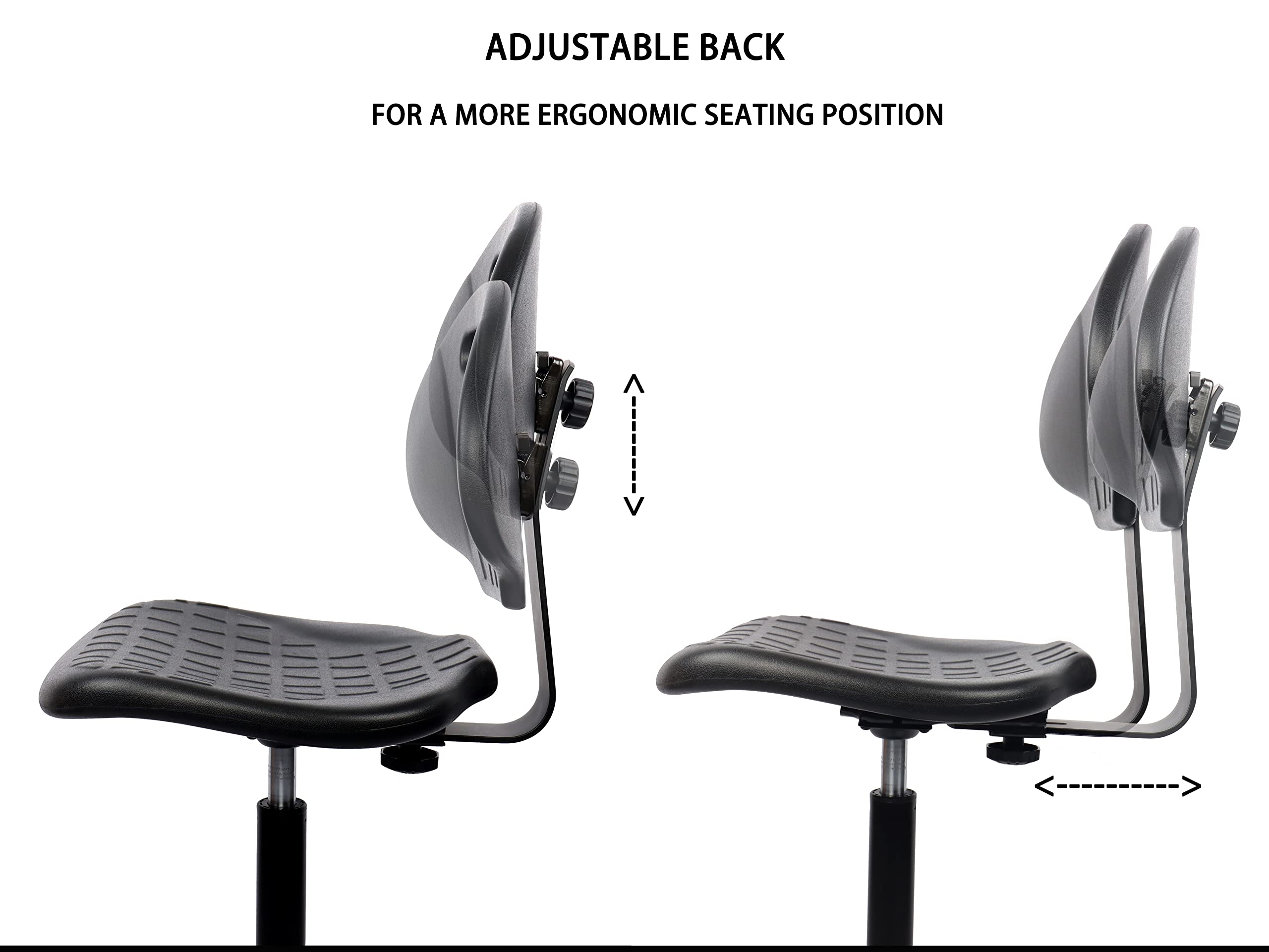 Chair Master Medium Bench Height Chair/Stool-Easy to Clean! Deluxe Ergonomic Polyurethane Chair. 8" of Height Adjustment (19"-27" Seat Ht). 450 lb Capacity. for Automotive, Lab, Cleanroom, Home (2)