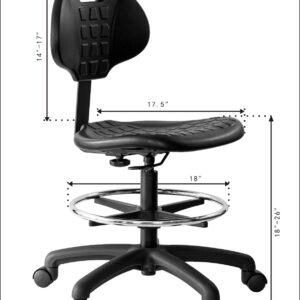 Chair Master Medium Bench Height Chair/Stool-Easy to Clean! Deluxe Ergonomic Polyurethane Chair. 8" of Height Adjustment (19"-27" Seat Ht). 450 lb Capacity. for Automotive, Lab, Cleanroom, Home (2)