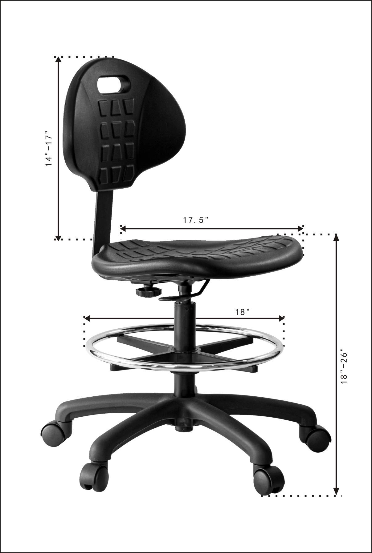 Chair Master Medium Bench Height Chair/Stool-Easy to Clean! Deluxe Ergonomic Polyurethane Chair. 8" of Height Adjustment (19"-27" Seat Ht). 450 lb Capacity. for Automotive, Lab, Cleanroom, Home (2)