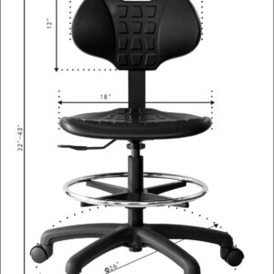 Chair Master Medium Bench Height Chair/Stool-Easy to Clean! Deluxe Ergonomic Polyurethane Chair. 8" of Height Adjustment (19"-27" Seat Ht). 450 lb Capacity. for Automotive, Lab, Cleanroom, Home (2)