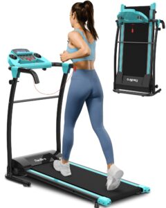 redliro electric treadmill foldable exercise walking machince for apartment home/office jogging compact folding easy assembly 12 preset program 2 wheels lcd display