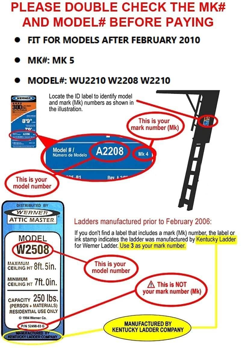 KUAFU 55-2 Attic Ladder Spreader Hinge Arms Compatible with Werner MFG After 2010 - (Pair)