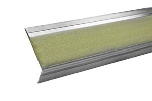 master stop 425ns10060010 photoluminescent stair tread, 1" height, 2.6" depth, 60" length, aluminum, mineral abrasive glow in the dark, anti-slip surface