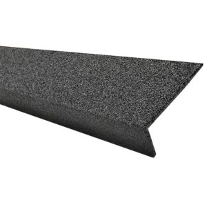 master stop 9n12003x004819m fiber glass stair/step nosing, black, 3" depth, 1" nose, 48" length, medium mineral abrasive anti-slip surface