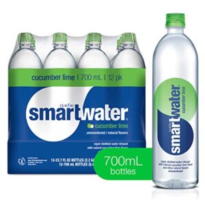 smartwater cucumber lime, vapor distilled premium bottled water, cucumber lime, 23.7 fl oz (pack of 12)