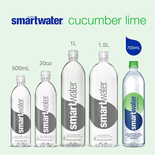 smartwater Cucumber Lime, Vapor Distilled Premium Bottled Water, Cucumber Lime, 23.7 Fl Oz (Pack of 12)