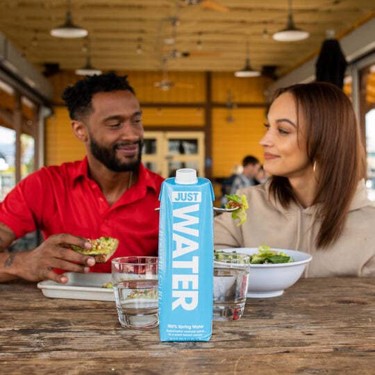 JUST Water - 100% Spring Water, Naturally Alkaline, 8.0 pH - Plant-Based, BPA Free, Sustainable and Fully Recyclable Boxed Water Bottle - Eco-Friendly - 1L / 33.8 Fl Oz (Pack of 6)