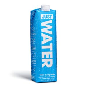 JUST Water - 100% Spring Water, Naturally Alkaline, 8.0 pH - Plant-Based, BPA Free, Sustainable and Fully Recyclable Boxed Water Bottle - Eco-Friendly - 1L / 33.8 Fl Oz (Pack of 6)