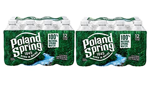 24 x Poland Spring Brand 100% Natural Spring Water, 12 fl oz. Plastic Bottles by MIALO Trusted Trader