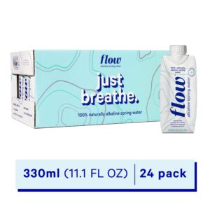 Flow Alkaline Spring Water - Refreshing Taste Of Natural Alkaline Water With Natural Electrolytes, Eco-Friendly Packaging, Non-GMO And BPA-Free. Unflavored. 24 Pack of 11.1 FL Bottles