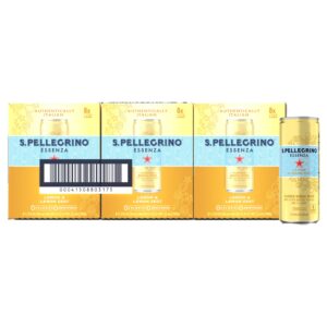 s.pellegrino essenza lemon lemon zest flavored mineral water, 11.15 fl oz. cans (24 count)