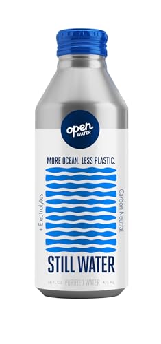 Open Water Still Bottled Water with Electrolytes in 16-oz Aluminum Bottles (2 Cases, 24 bottles - Still) | BPA-free and Eco friendly