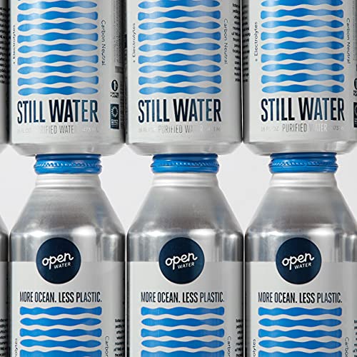 Open Water Still Bottled Water with Electrolytes in 16-oz Aluminum Bottles (2 Cases, 24 bottles - Still) | BPA-free and Eco friendly