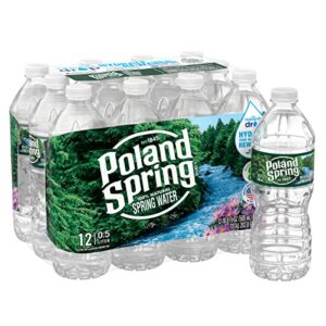 Poland Spring Brand 100% Natural Spring Water, plastic bottles,16.9 Fl Oz (Pack of 12)