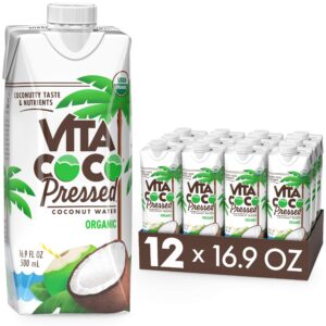 vita coco organic coconut water, pressed, more "coconutty" flavor, natural electrolytes, vital nutrients, 16.9 fl oz (pack of 12)