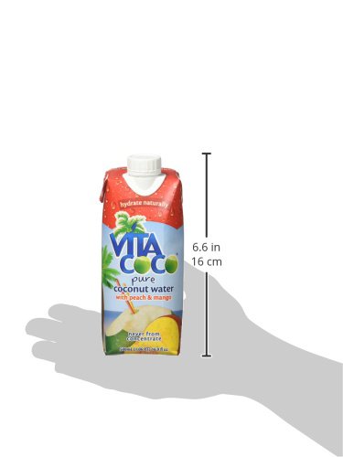 Vita Coco Coconut Water, Peach & Mango - Naturally Hydrating Electrolyte Drink - Smart Alternative to Coffee, Soda, and Sports Drinks - Gluten Free - 16.9 Fl Oz (Pack of 12)