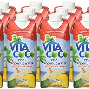 Vita Coco Coconut Water, Peach & Mango - Naturally Hydrating Electrolyte Drink - Smart Alternative to Coffee, Soda, and Sports Drinks - Gluten Free - 16.9 Fl Oz (Pack of 12)