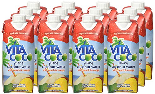 Vita Coco Coconut Water, Peach & Mango - Naturally Hydrating Electrolyte Drink - Smart Alternative to Coffee, Soda, and Sports Drinks - Gluten Free - 16.9 Fl Oz (Pack of 12)