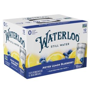 Waterloo Still Water, Meyer Lemon Blueberry | Naturally Flavored Purified Water | 12 Fl Oz Cans (Pack of 12) | Zero Calories | Zero Sugar or Artificial Sweeteners | Zero Sodium