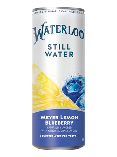 Waterloo Still Water, Meyer Lemon Blueberry | Naturally Flavored Purified Water | 12 Fl Oz Cans (Pack of 12) | Zero Calories | Zero Sugar or Artificial Sweeteners | Zero Sodium