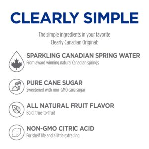 Clearly Canadian Country Raspberry Sparkling Spring Water Beverage, Natural & Carbonated, Flavored Seltzer Water, 1 Case (12 Bottles x 325mL)