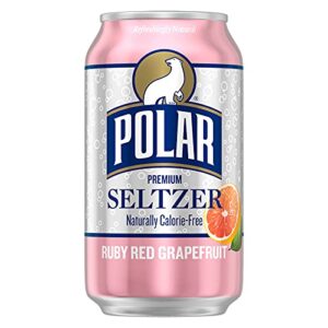 Polar Seltzer Water Ruby Red Grapefruit, 12 fl oz cans, 24 pack