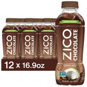 Zico Chocolate Coconut Water, Dairy-free, Plant-based, tastes like Chocolate Milk, 16.9 Fl Oz (Pack of 12)