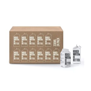 boxed water 11.8 oz. (24 pack) – purified drinking water in 92% plant-based boxes – 100% recyclable, bpa-free, refillable reusable cartons - mini water