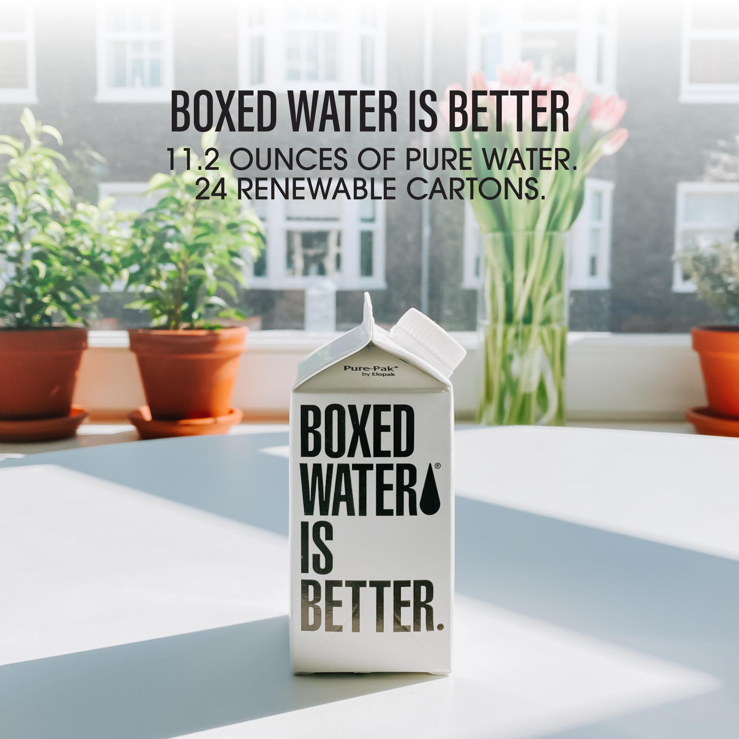 Boxed Water 11.8 oz. (24 Pack) – Purified Drinking Water in 92% Plant-Based Boxes – 100% Recyclable, BPA-Free, Refillable Reusable Cartons - Mini Water