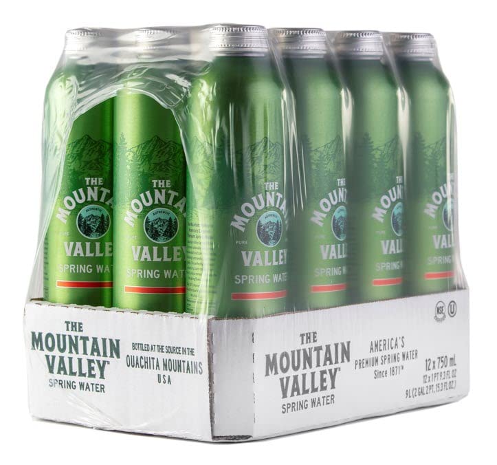 he Mountain Valley 750 mL Spring Water in Aluminum Can 12pk