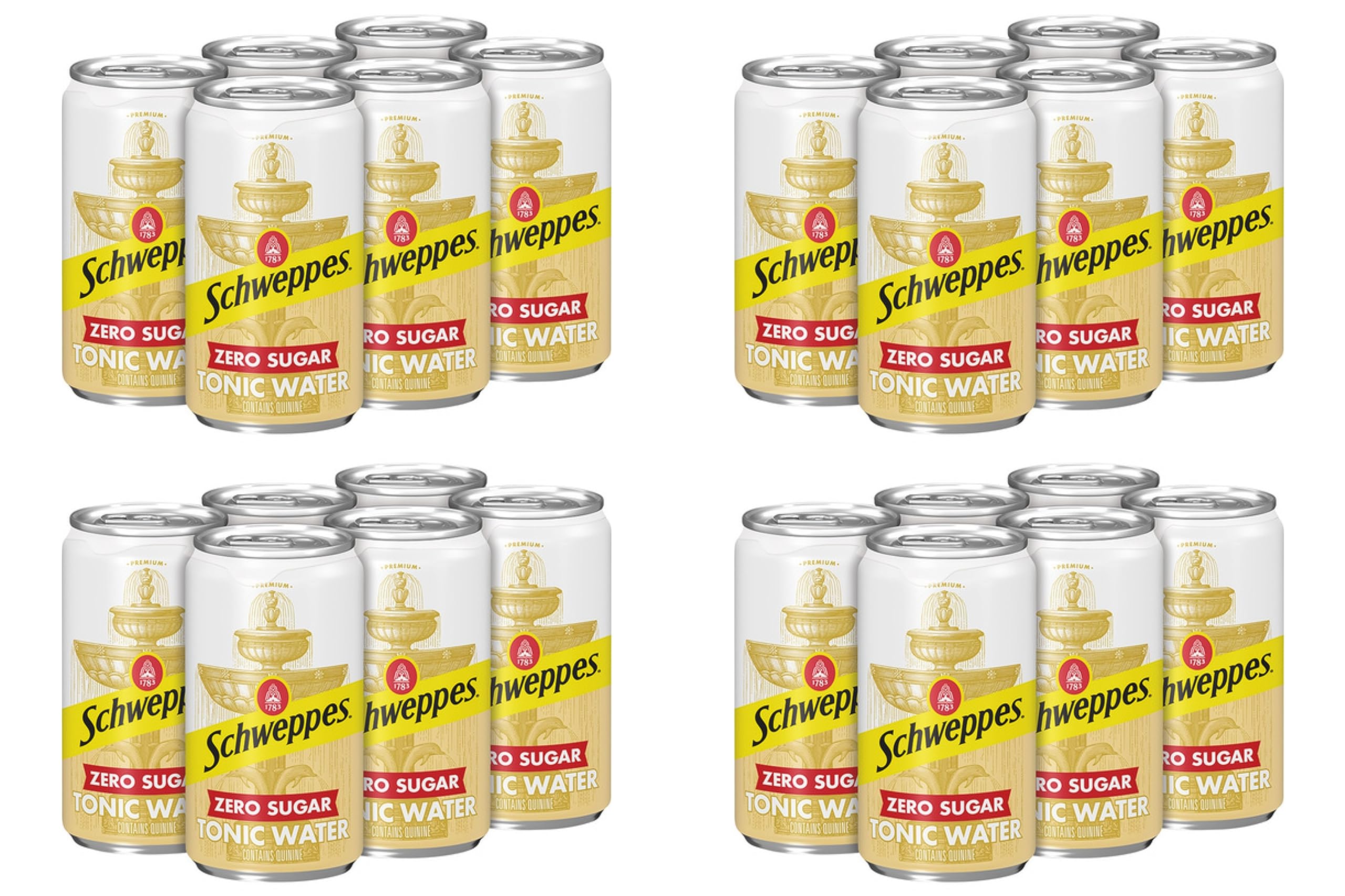 Schweppes Zero Sugar Tonic Water, Mini Cans, 7.5 oz, 24 Cans (Zero Sugar)