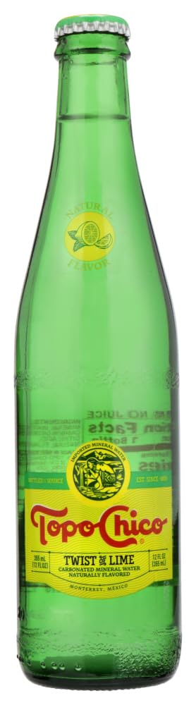 Topo Chico -Twist of Lime - Carbonated Natural Mineral Water with Natural Lime Flavor - 12 fl oz (355mL) (24 Glass Bottles)