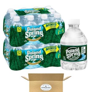 poland spring brand 100% natural spring water, 8-ounce mini plastic bottles - pack of 24 (192 oz in total)